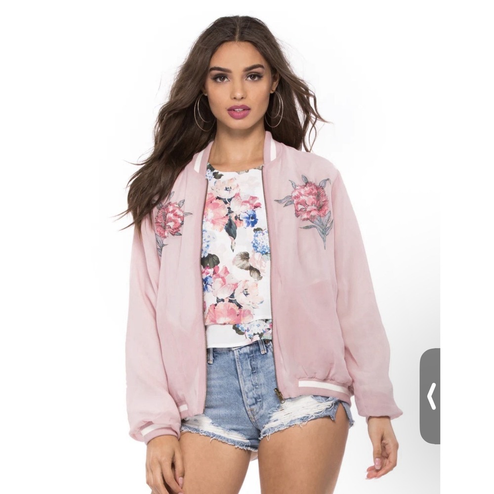 Show Me Your Mumu Women Jacket Size Small Bomber Embroidered Floral Casual